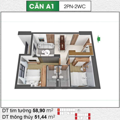 Căn Hộ Bcons Polygon 58.90 Mét Vuông