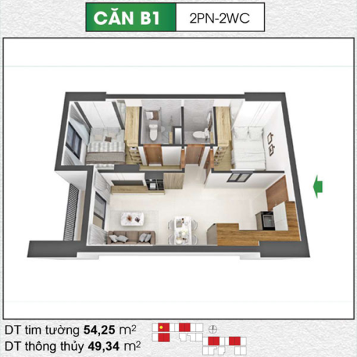 Căn Hộ Bcons Polygon 54.25 Mét Vuông