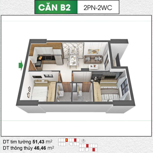 Căn Hộ Bcons Polygon 51.43 Mét Vuông