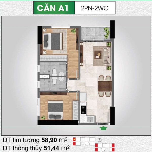 Căn Hộ Bcons Polygon 58.90 Mét Vuông