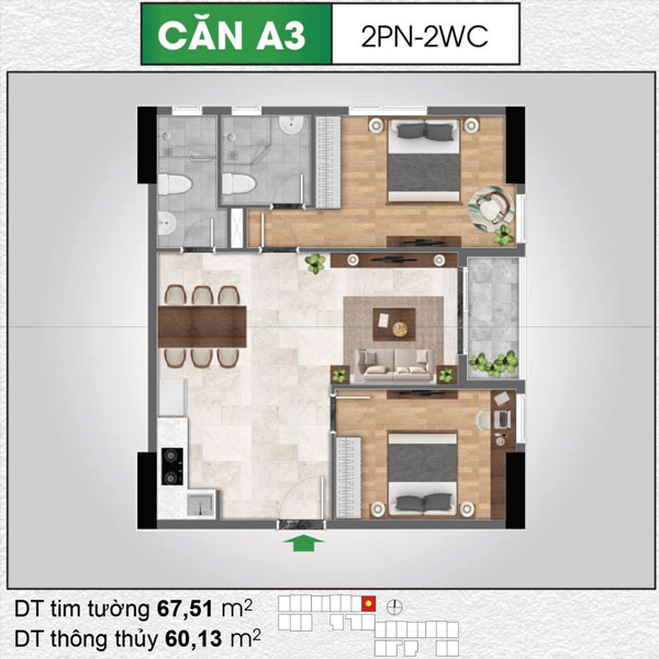 Căn Hộ Bcons Polygon 67.51 Mét Vuông