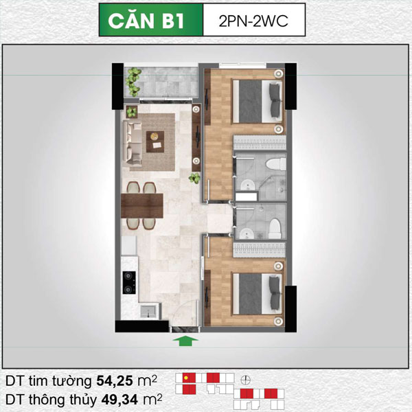 Căn Hộ Bcons Polygon 54.25 Mét Vuông