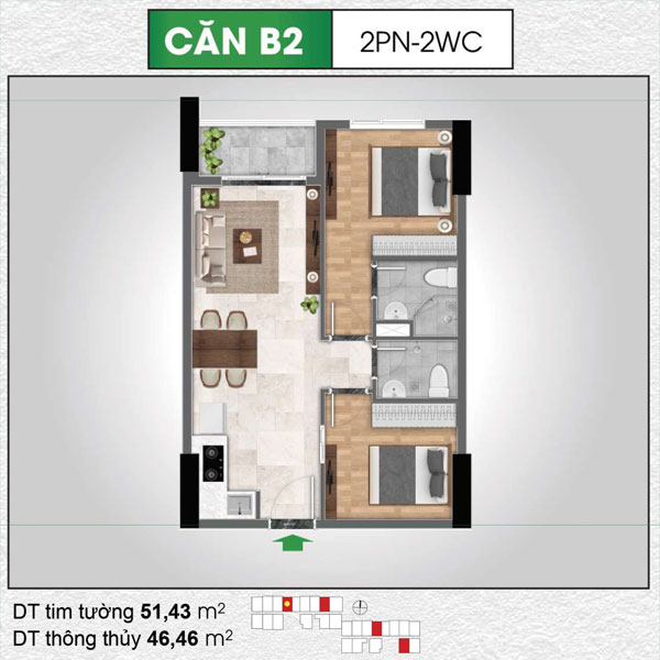 Căn Hộ Bcons Polygon 51.43 Mét Vuông