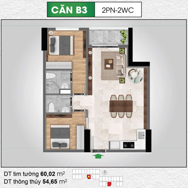 Căn Hộ Bcons Polygon 60.02 Mét Vuông