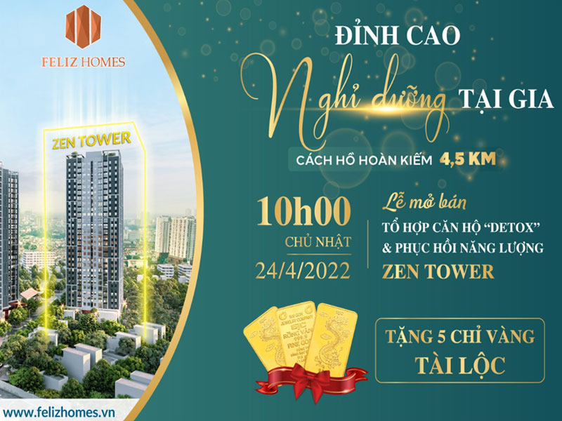 Tặng 5 chỉ VÀNG tài lộc trong lễ mở bán Zen Tower